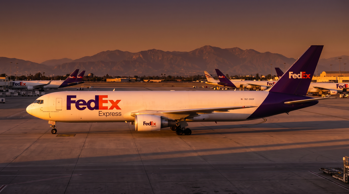 FedEx Boeing 767-300F freighter in flight