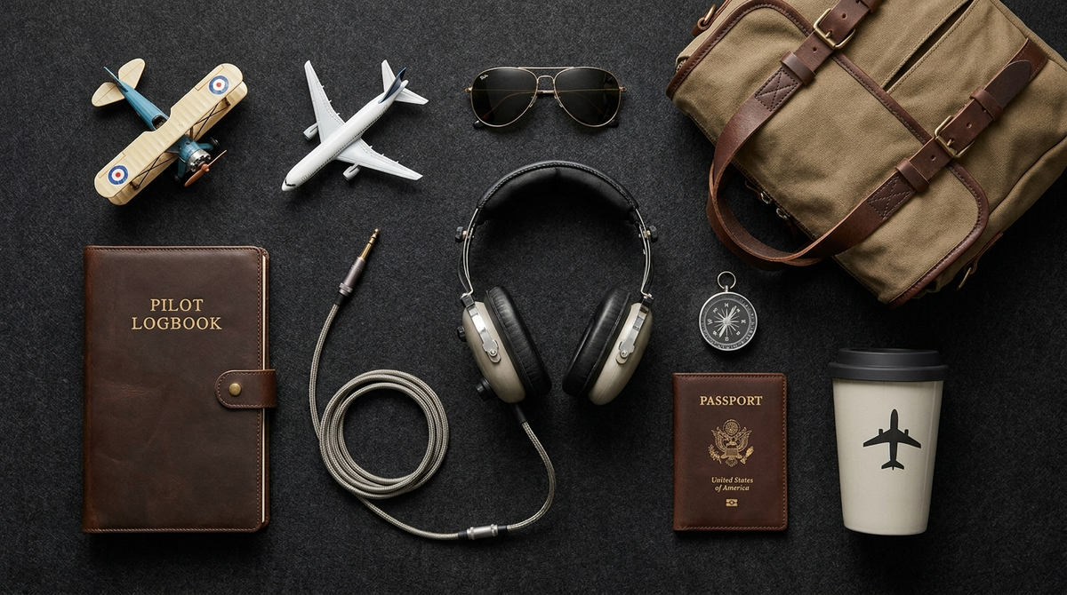Aviation merchandise flat lay β Aviation Shop weekly best sellers hero image