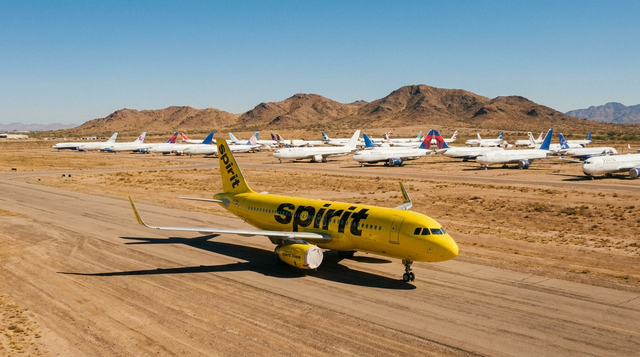 Spirit Airlines Fleet Flown Out Of Las Vegas To Arizona Boneyard As Nomadic Aviation Repossesses 91 Jets Across 26 Airports