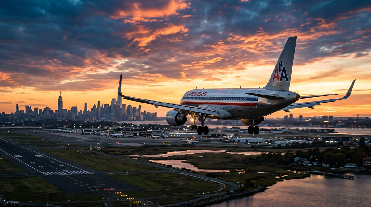American Airlines Airbus A320 on approach