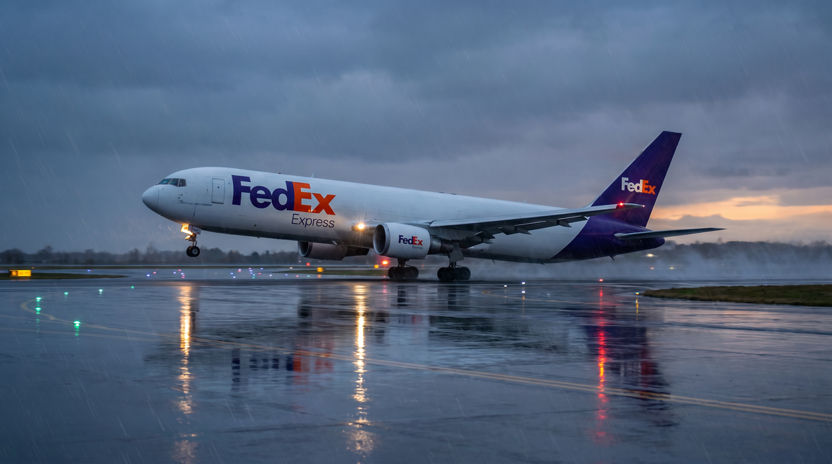 FedEx Boeing 767-300F freighter in flight