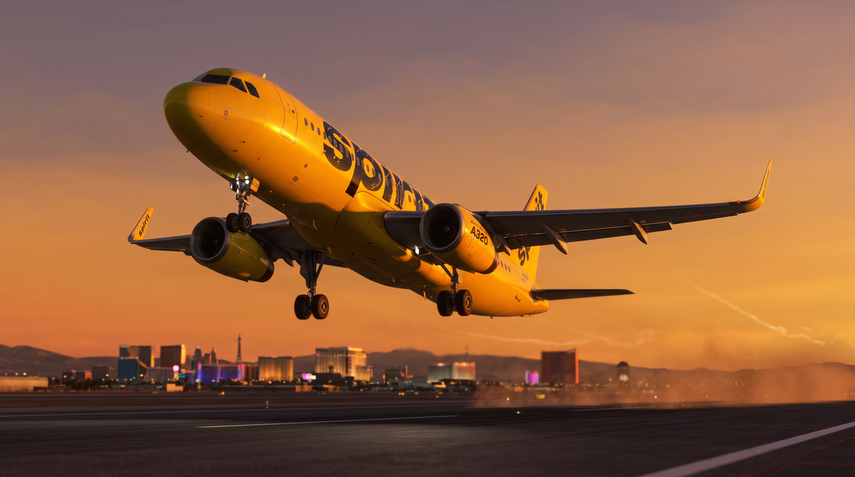 Spirit Airlines Airbus A320 taking off from Las Vegas