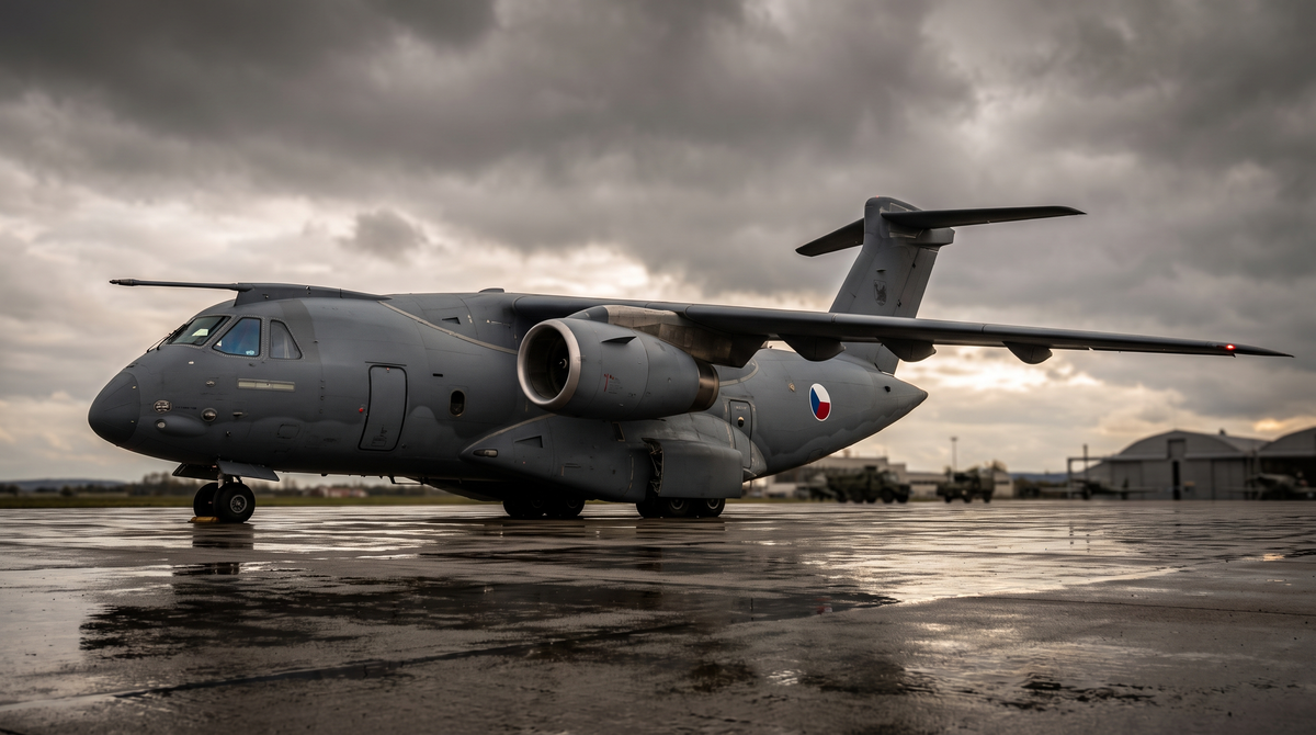 Embraer C-390 Millennium in Czech Air Force grey on an air base apron
