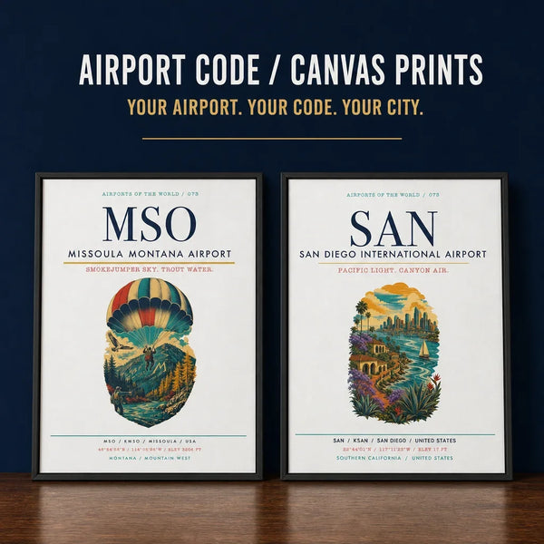 Airport Code Canvas Prints