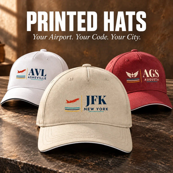 Airport Code Printed Hats