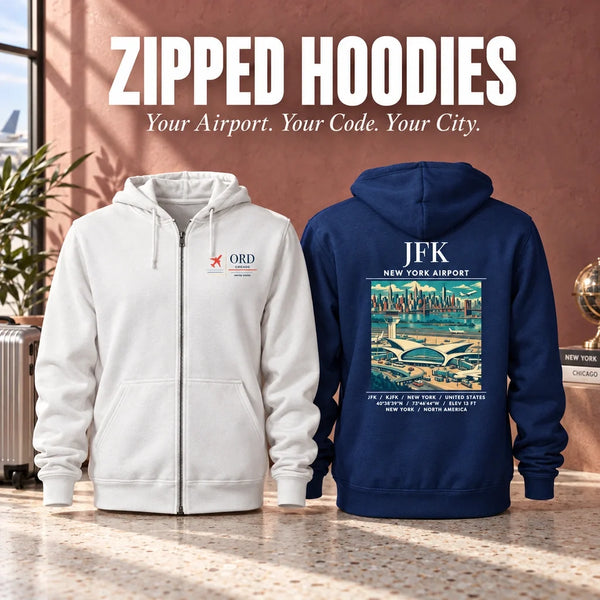 Airport Code Zipped Hoodies