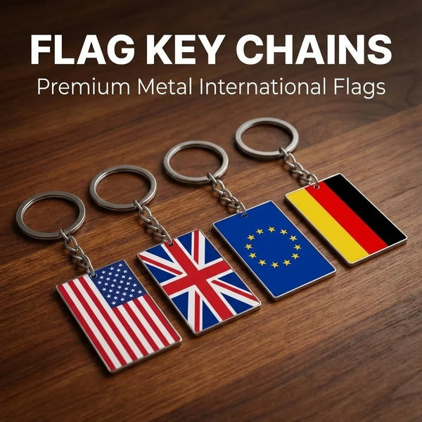 Designed Stainless Steel Flag Key Chains