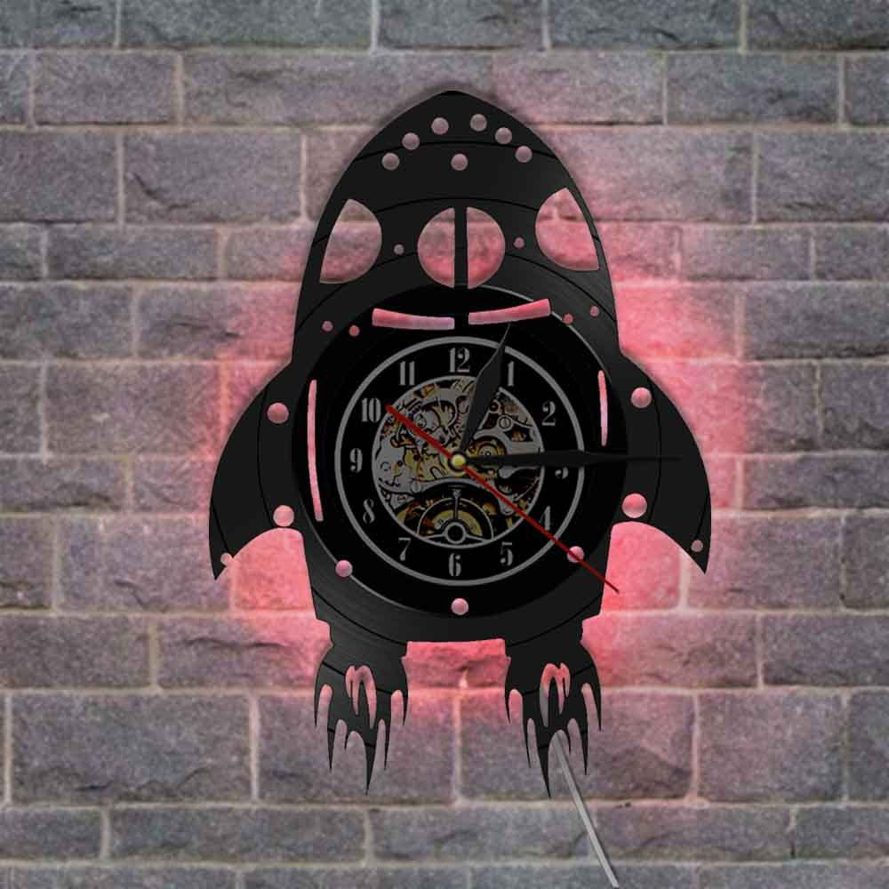 Rocket Ship Vinyl Record Designed Wall Clocks