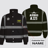 Thumbnail for Airbus A321 & Plane Designed Reflective Winter Jackets