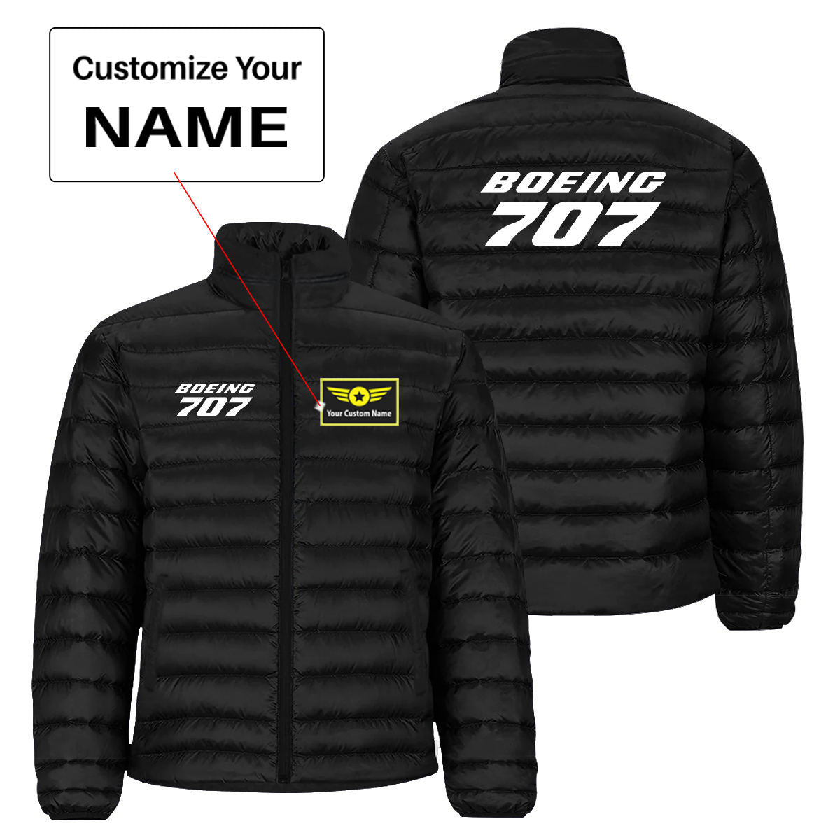 Boeing 707 & Text Designed Padded Jackets