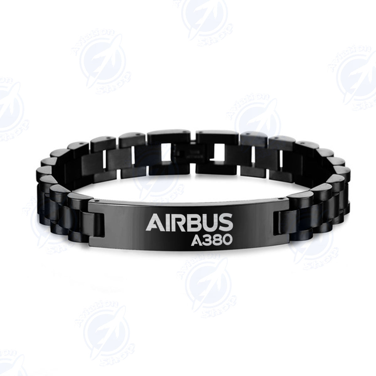 Airbus A380 & Text Designed Stainless Steel Chain Bracelets
