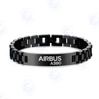 Thumbnail for Airbus A380 & Text Designed Stainless Steel Chain Bracelets