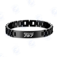 Thumbnail for Boeing 757 & Text Designed Stainless Steel Chain Bracelets