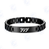Thumbnail for Boeing 717 & Text Designed Stainless Steel Chain Bracelets