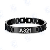 Thumbnail for A321 Flat Text Designed Stainless Steel Chain Bracelets
