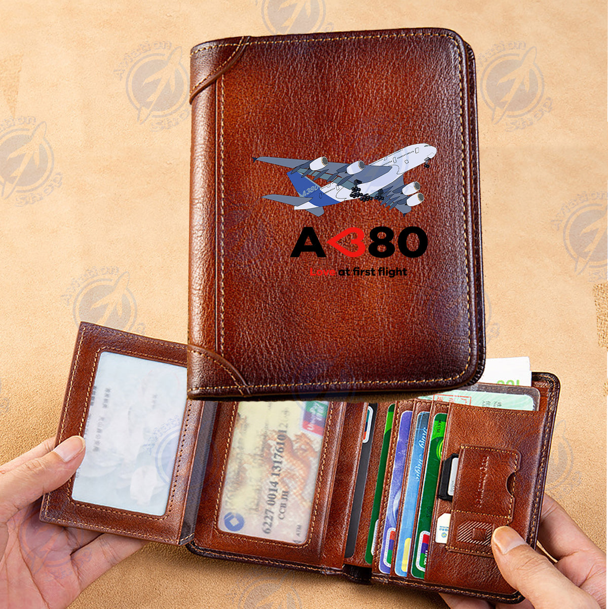 Airbus A380 Love at first flight Designed Leather Wallets