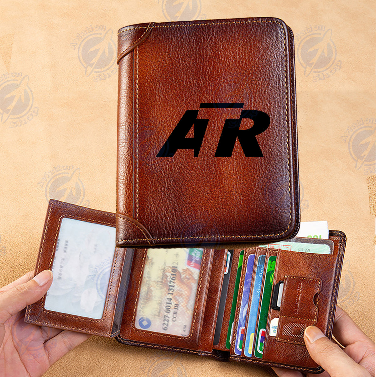 ATR & Text Designed Leather Wallets