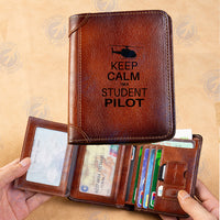 Thumbnail for Student Pilot (Helicopter) Designed Leather Wallets
