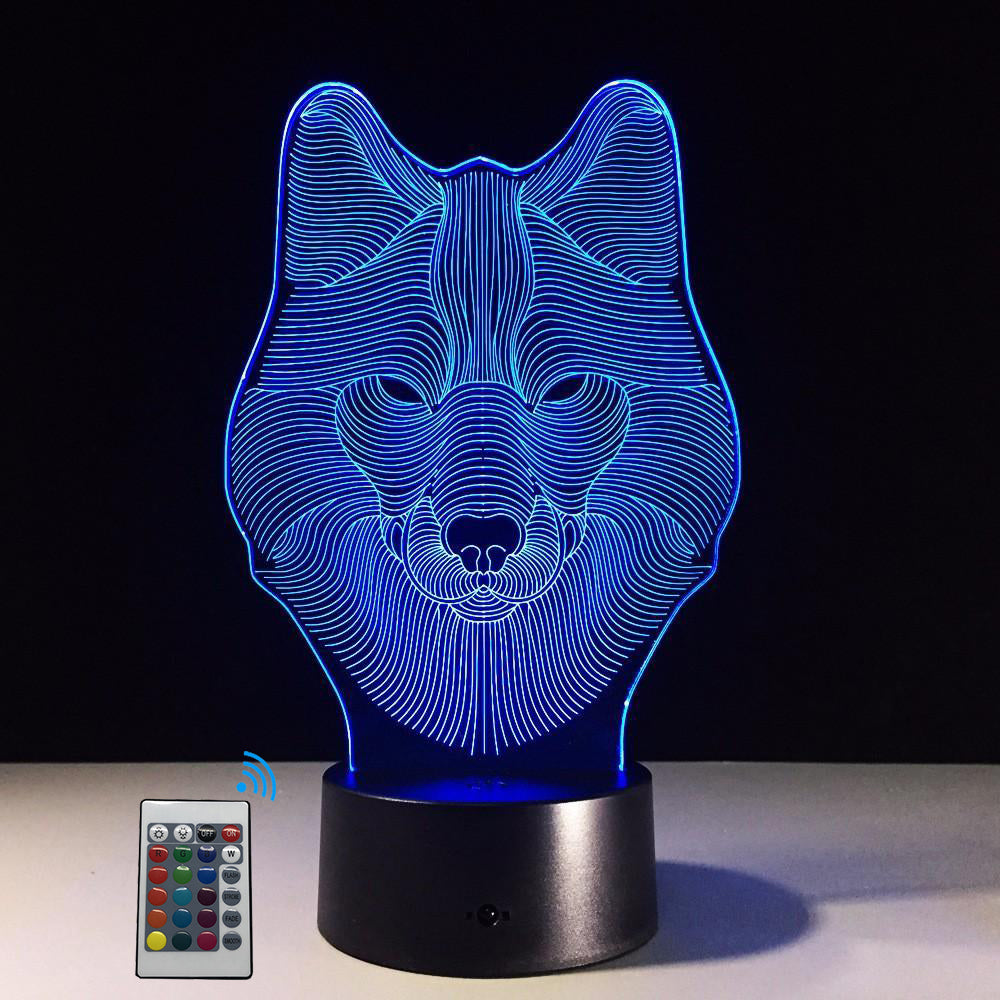 3D Wolf Face Designed Lamps