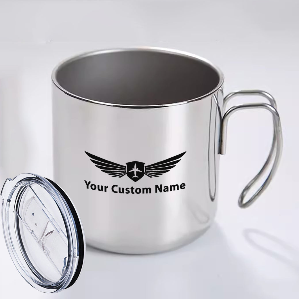 Custom Name (Badge 2) Designed Stainless Steel Portable Mugs
