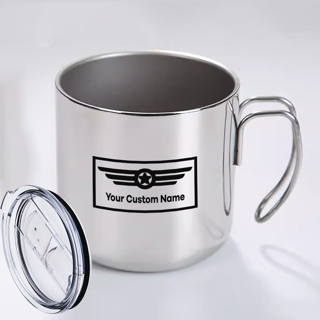 Custom Name (Badge 1) Designed Stainless Steel Portable Mugs