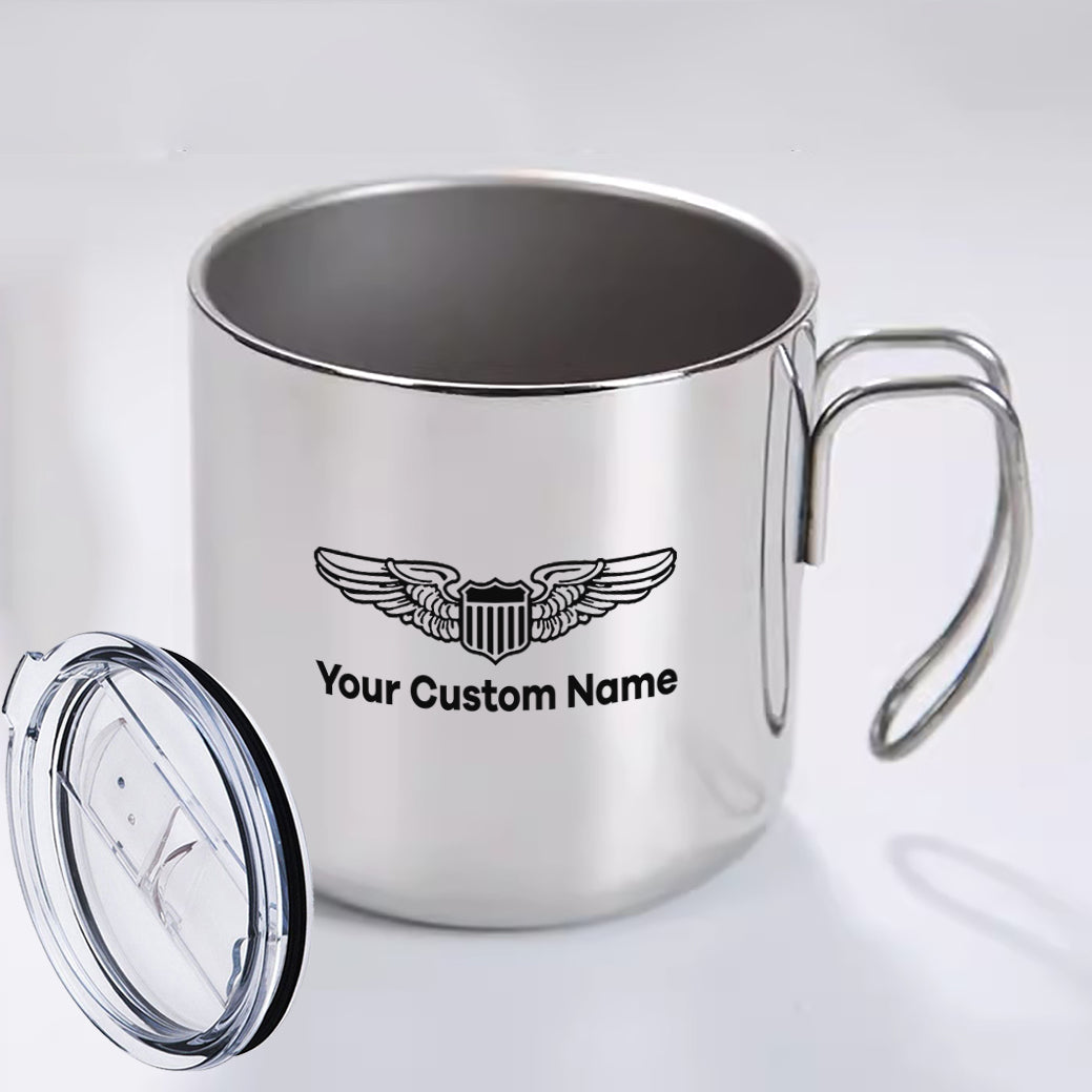 Custom Name (Military Badge) Designed Stainless Steel Portable Mugs