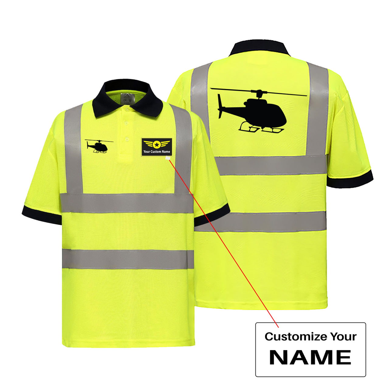 Helicopter Designed Reflective Polo T-Shirts