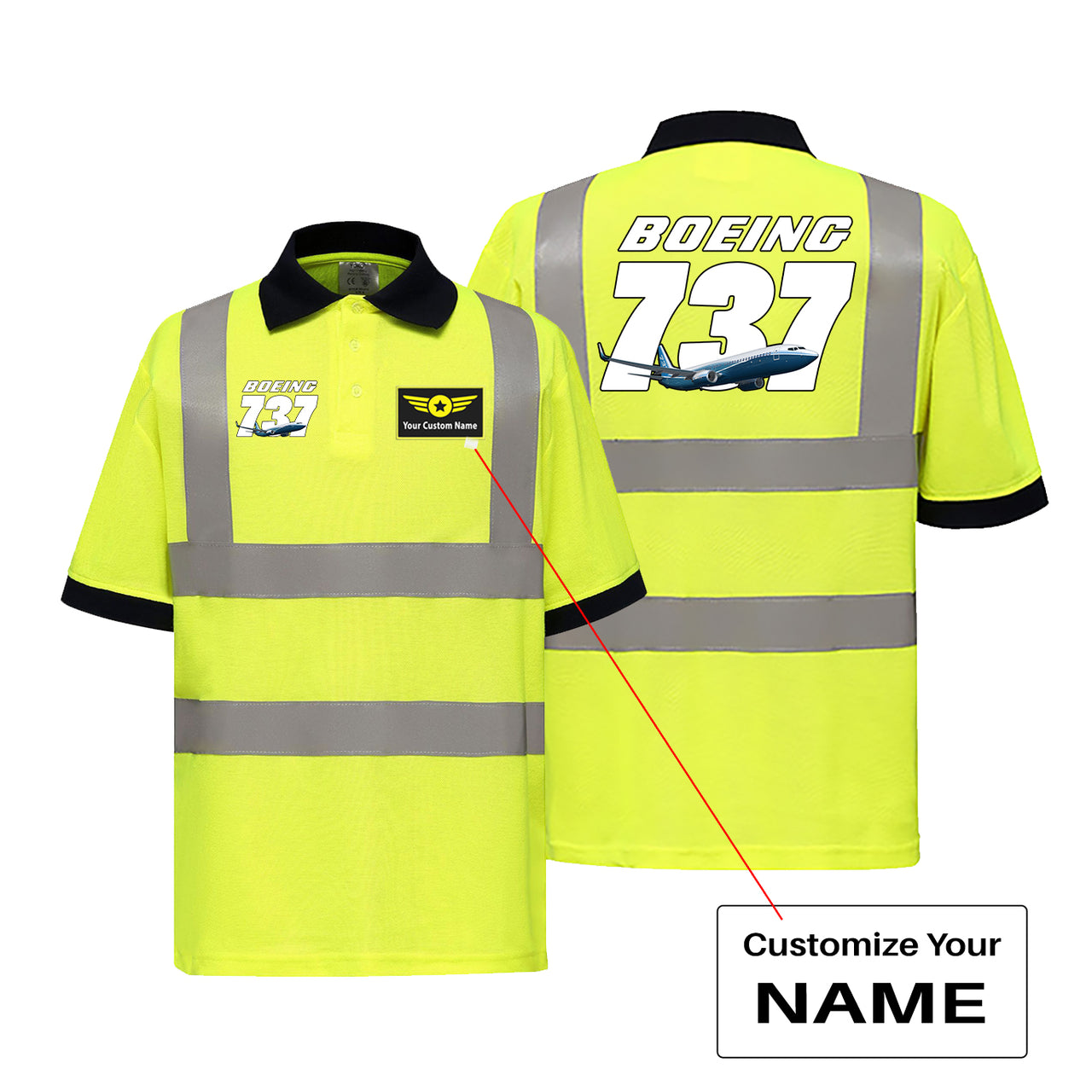 Super Boeing 737+Text Designed Reflective Polo T-Shirts