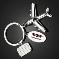 Thumbnail for Custom Name (Badge 6) Designed Suitcase Airplane Key Chains