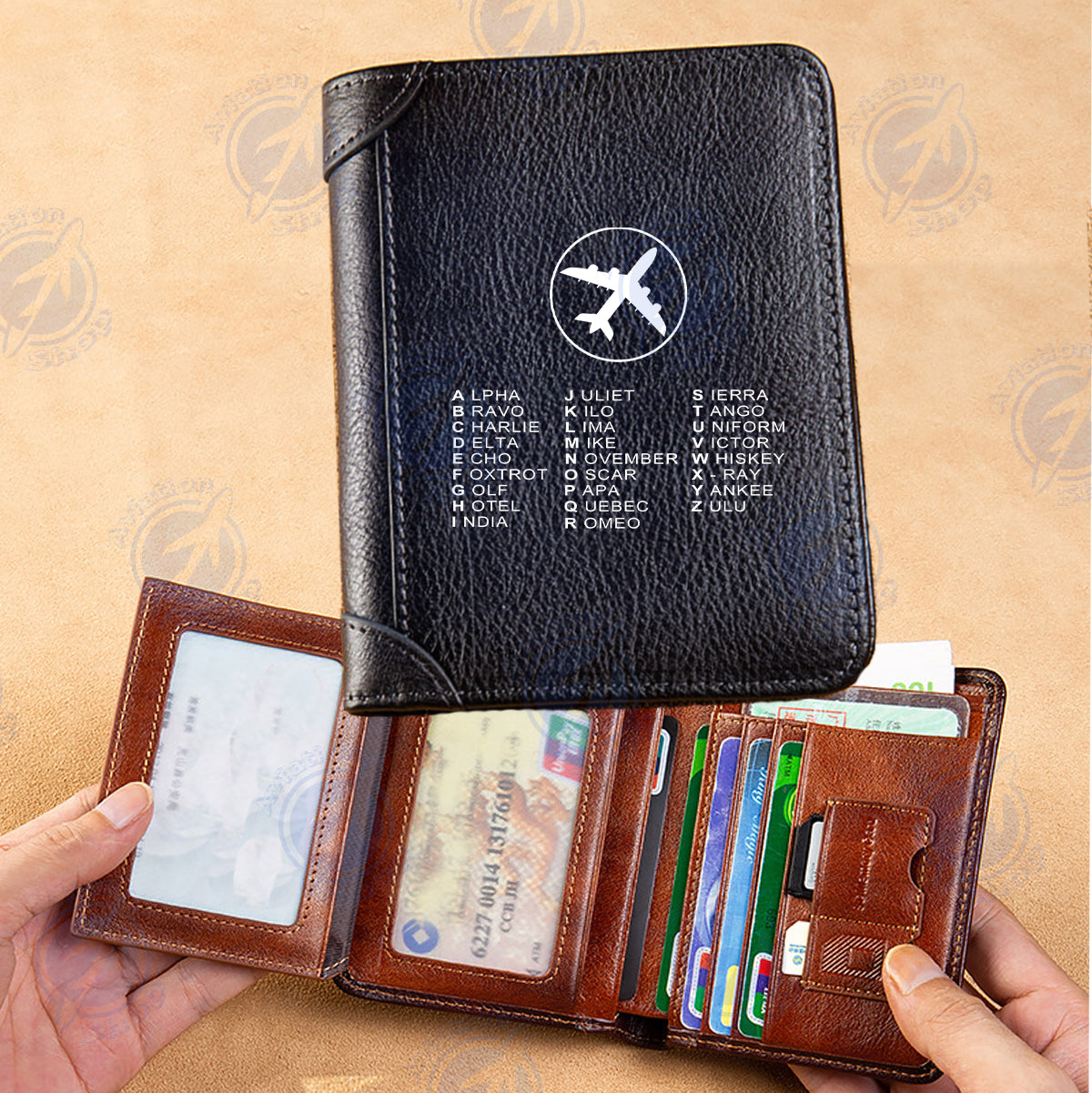 Aviation Alphabet 2 Designed Leather Wallets