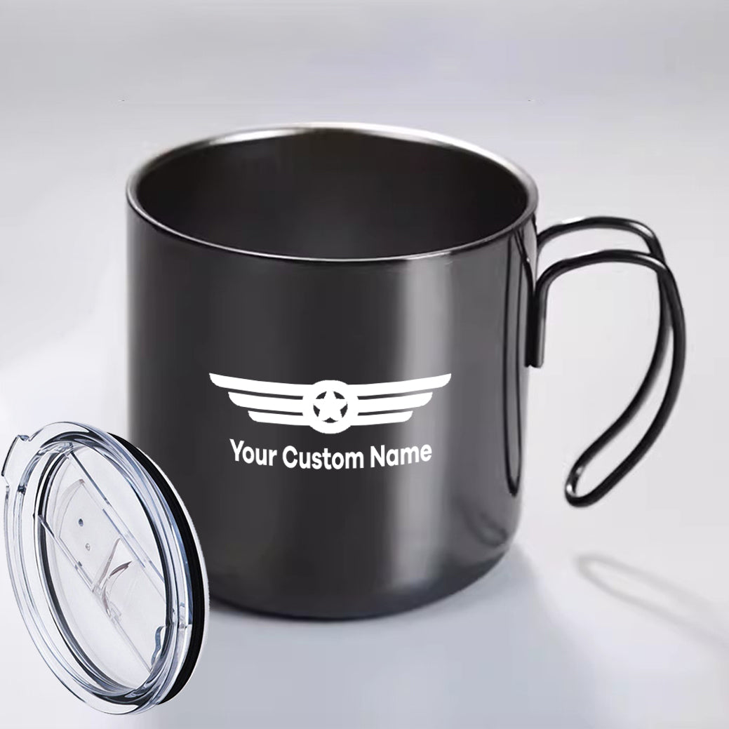 Custom Name (Badge 6) Designed Stainless Steel Portable Mugs
