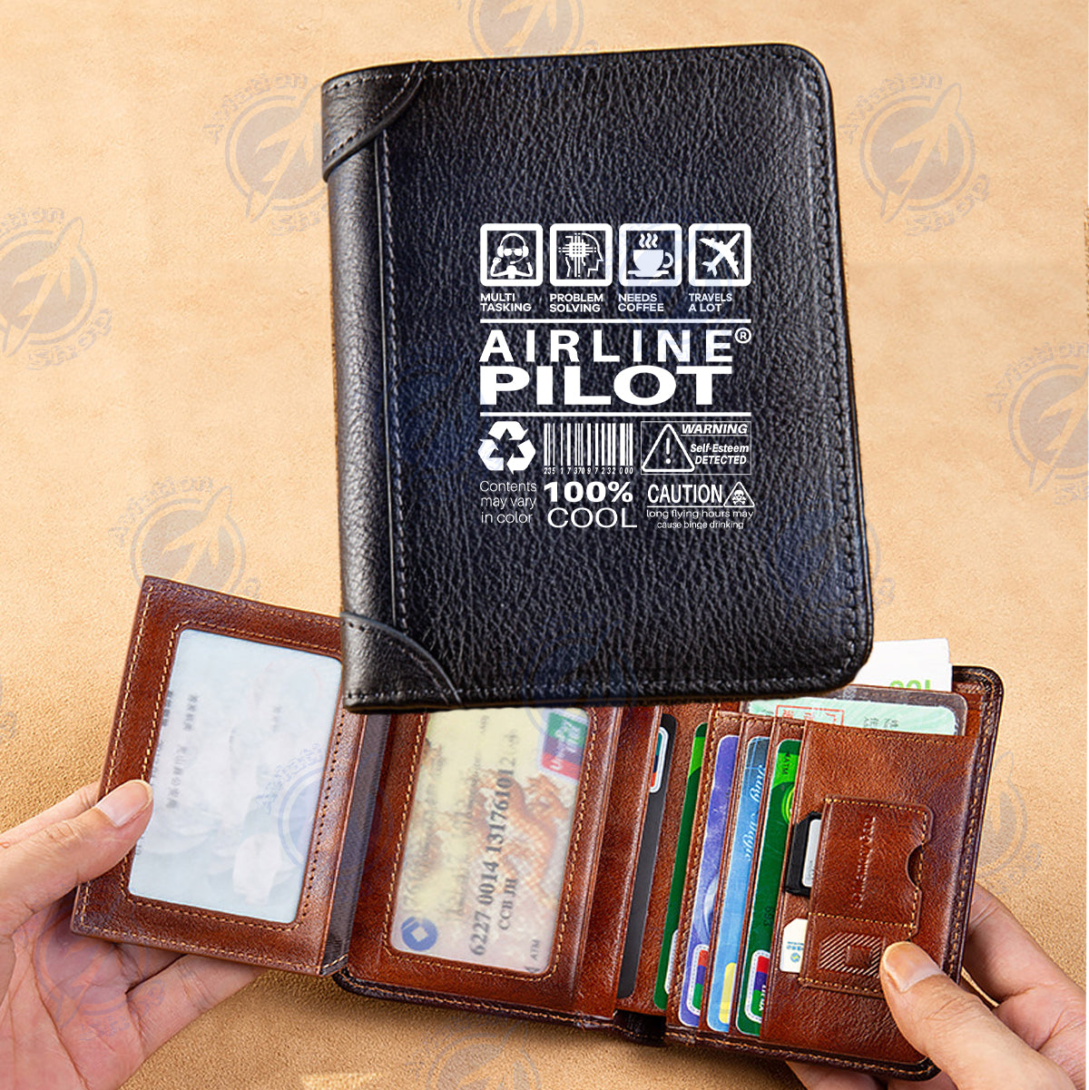 Airline Pilot Label Designed Leather Wallets