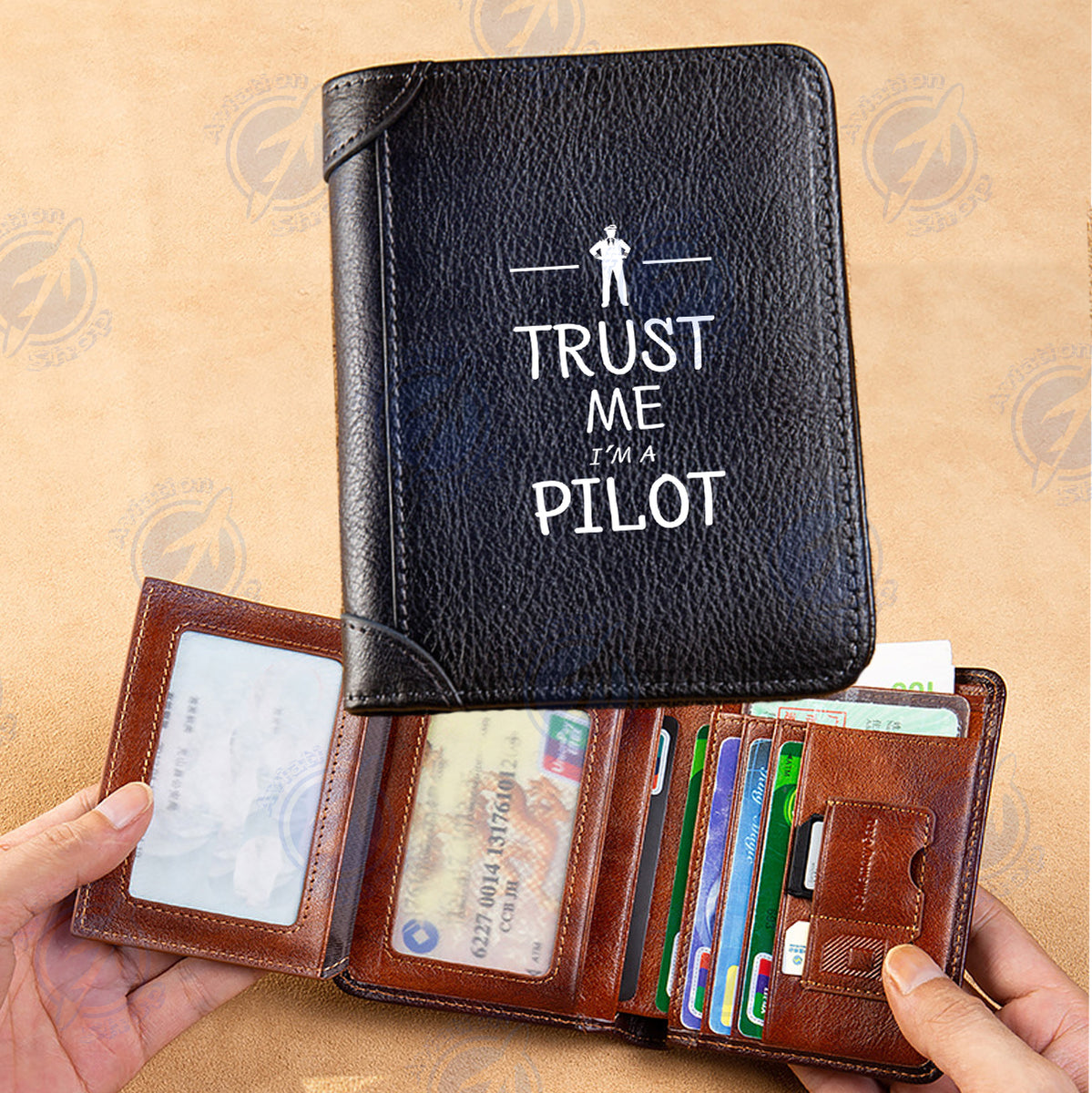 Trust Me I'm a Pilot Designed Leather Wallets Aviation Shop