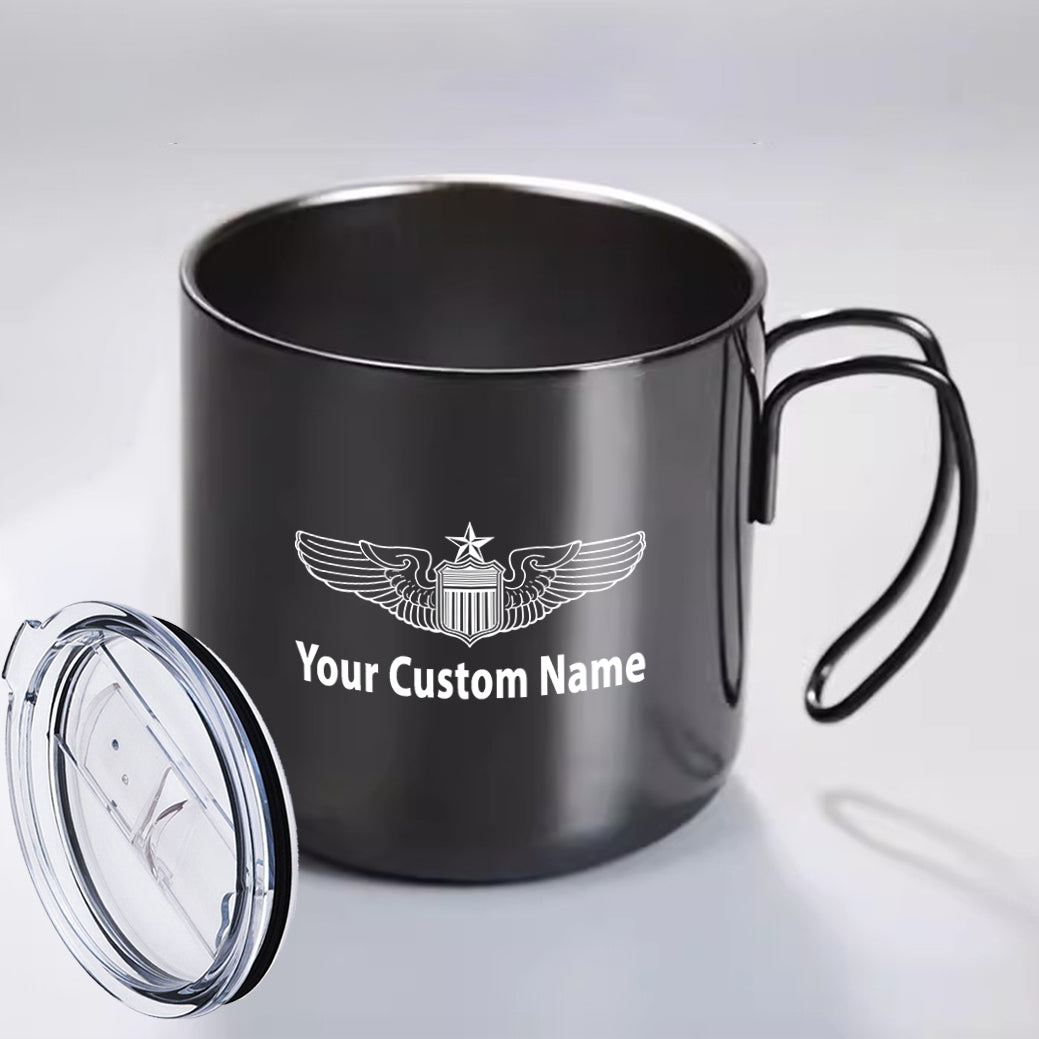 Custom Name (US Air Force & Star) Designed Stainless Steel Portable Mugs