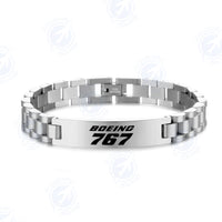 Thumbnail for Boeing 767 & Text Designed Stainless Steel Chain Bracelets