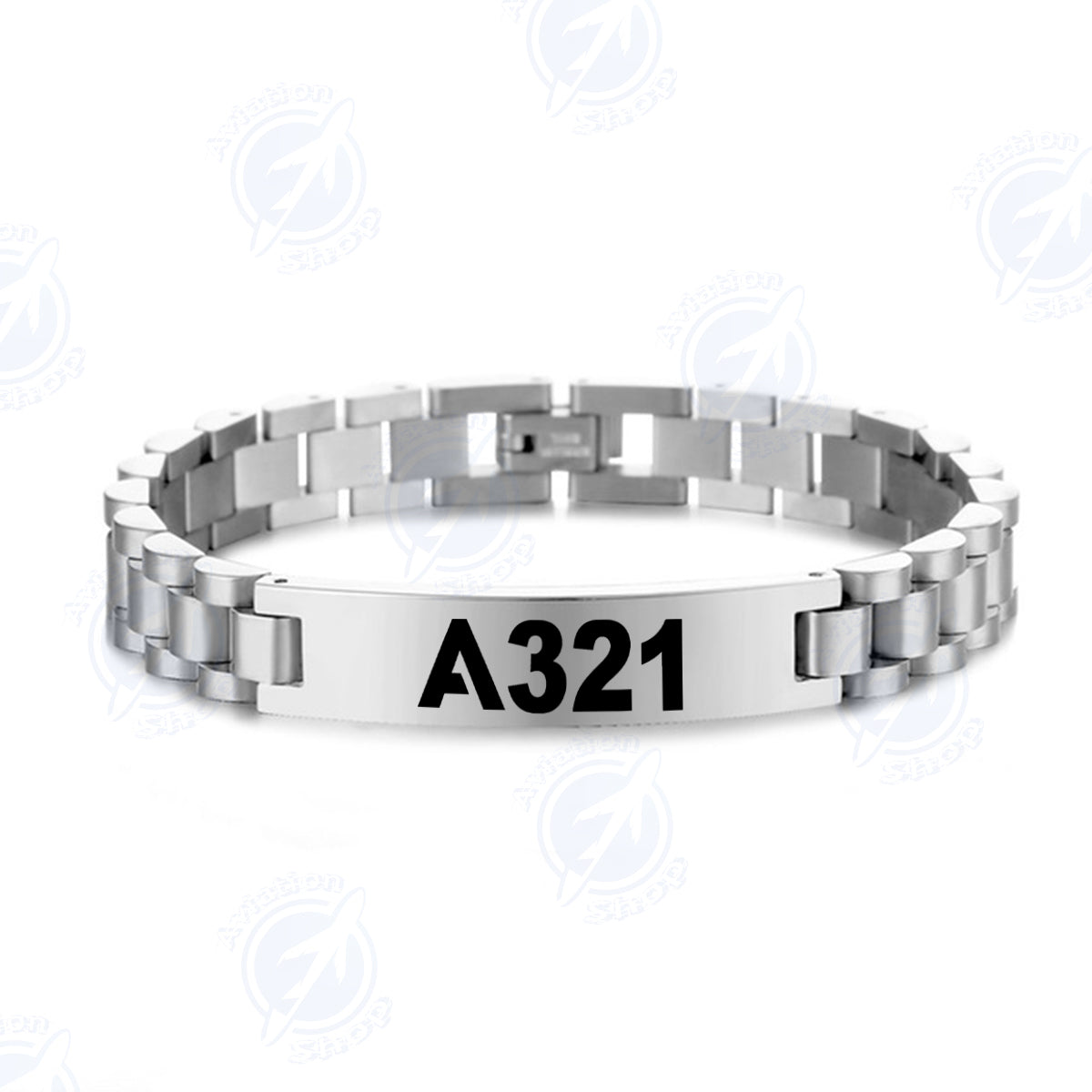 A321 Flat Text Designed Stainless Steel Chain Bracelets