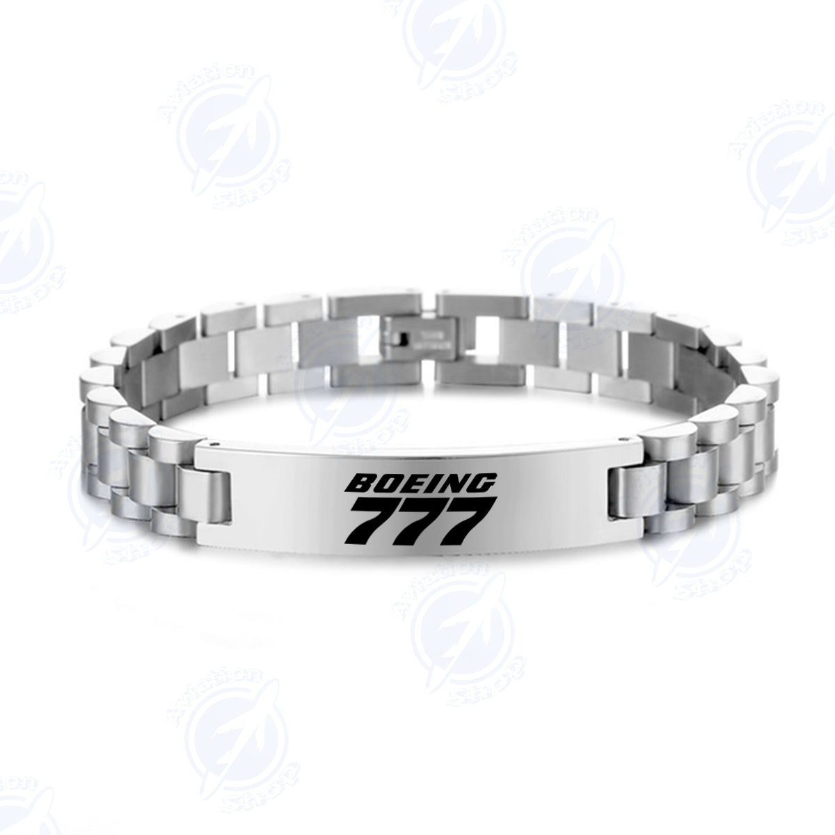 Boeing 777 & Text Designed Stainless Steel Chain Bracelets