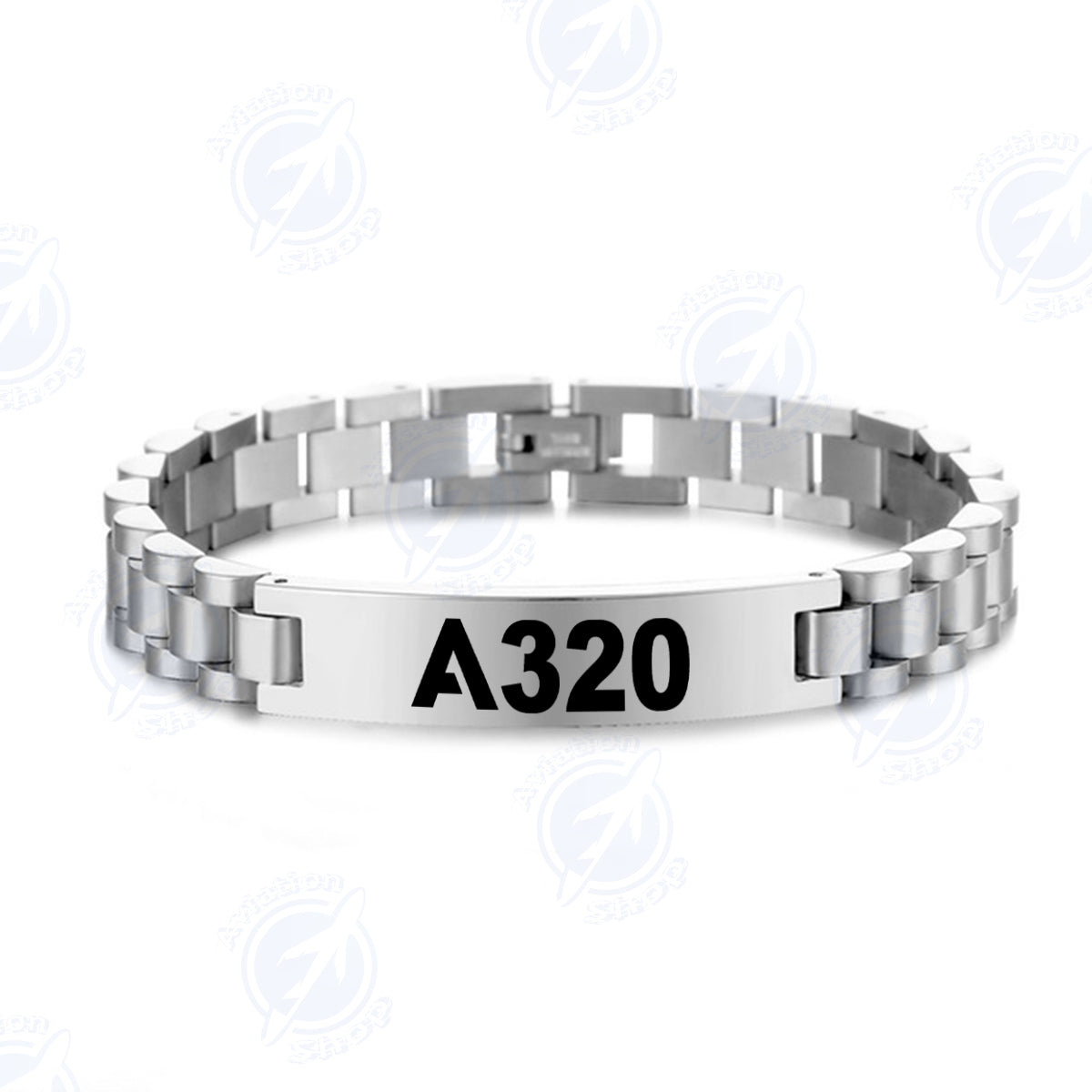 A320 Flat Text Designed Stainless Steel Chain Bracelets
