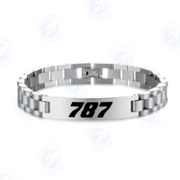 Thumbnail for 787 Flat Text Designed Stainless Steel Chain Bracelets