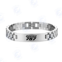 Thumbnail for Boeing 757 & Text Designed Stainless Steel Chain Bracelets