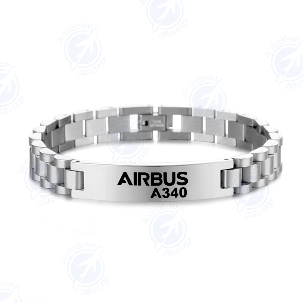 Airbus A340 & Text Designed Stainless Steel Chain Bracelets