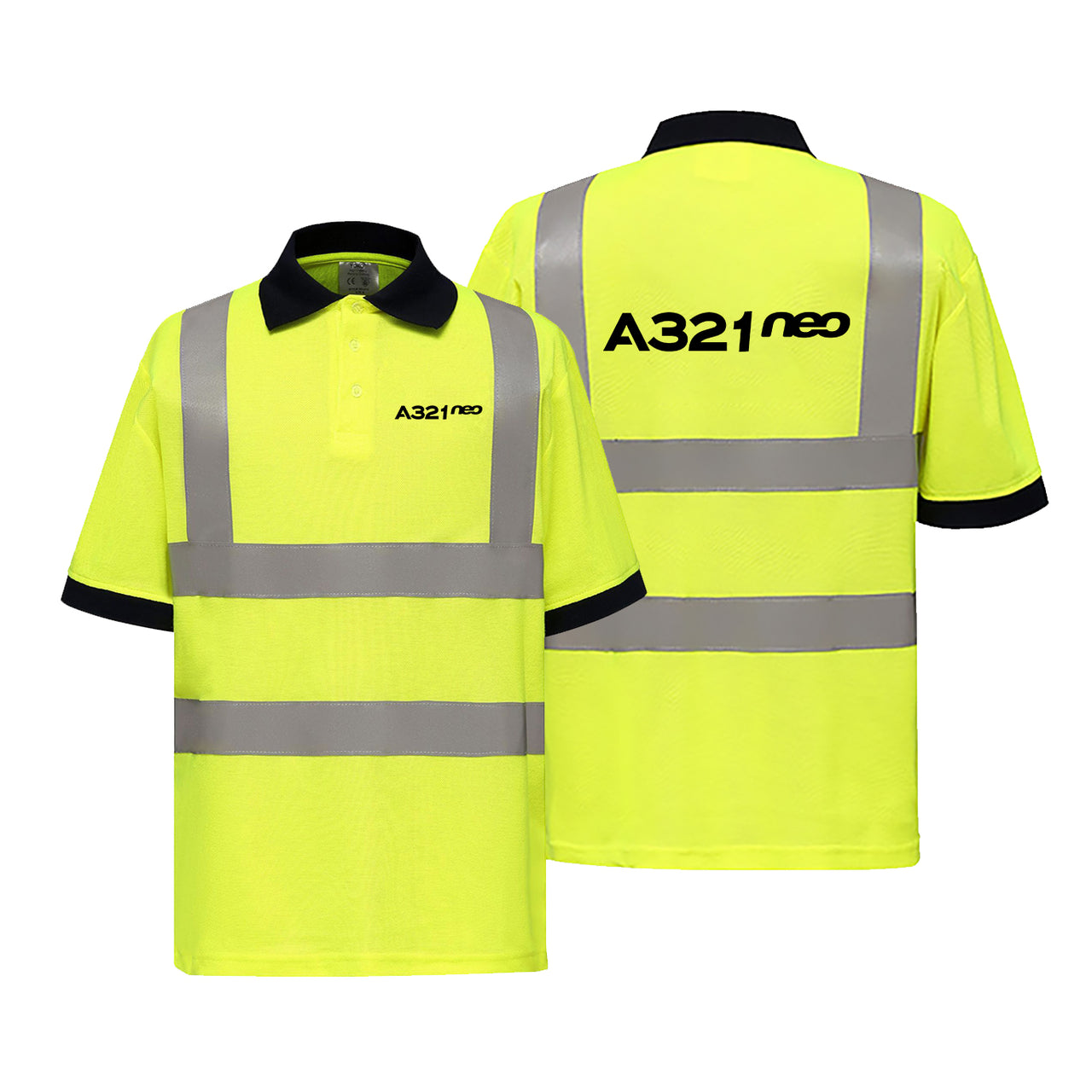 A321neo & Text Designed Reflective Polo T-Shirts