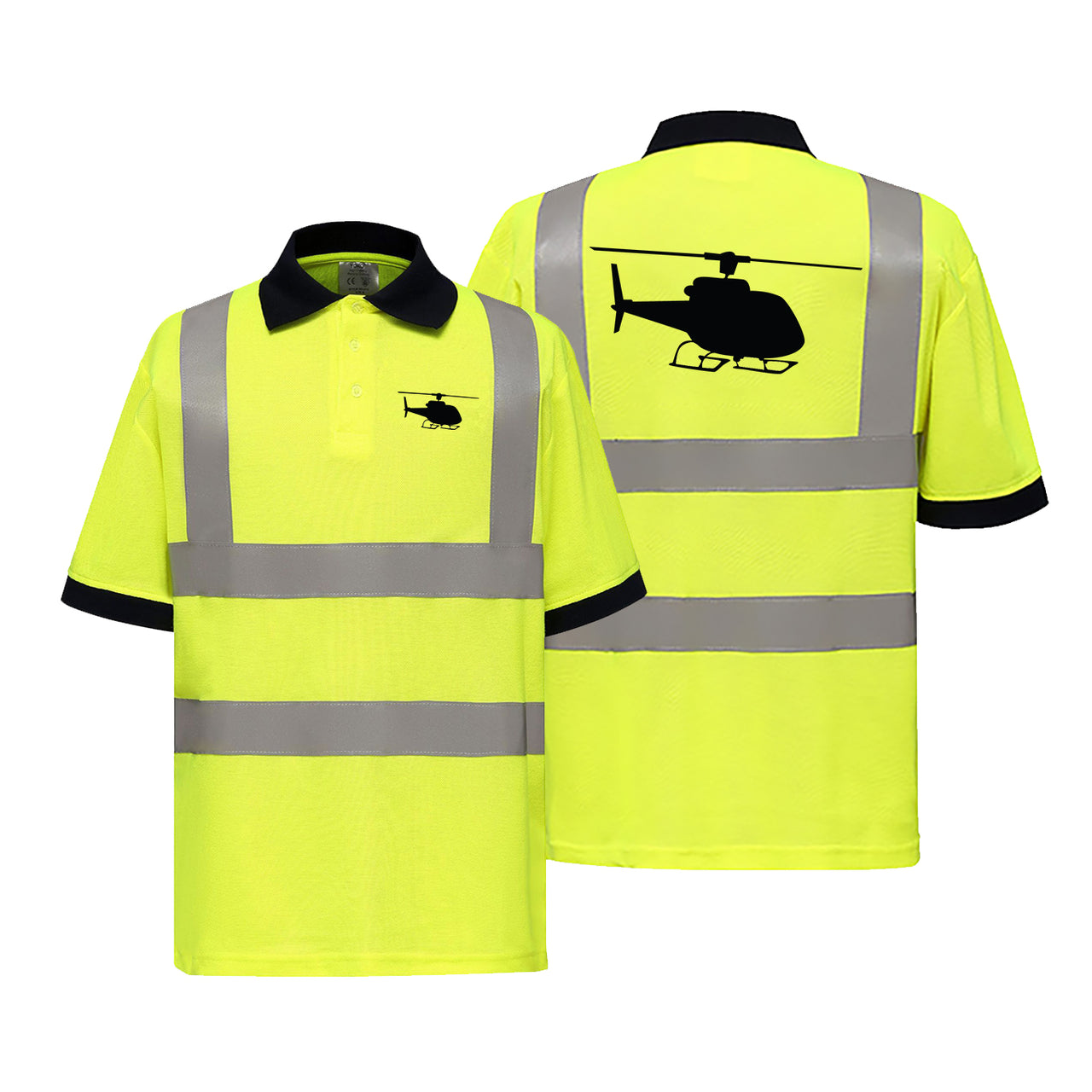 Helicopter Designed Reflective Polo T-Shirts