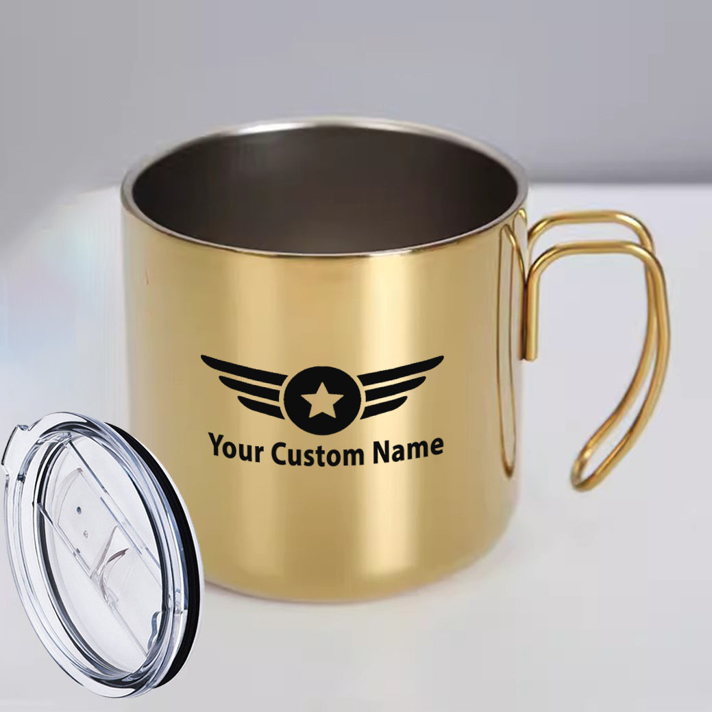 Custom Name (Badge 4) Designed Stainless Steel Portable Mugs