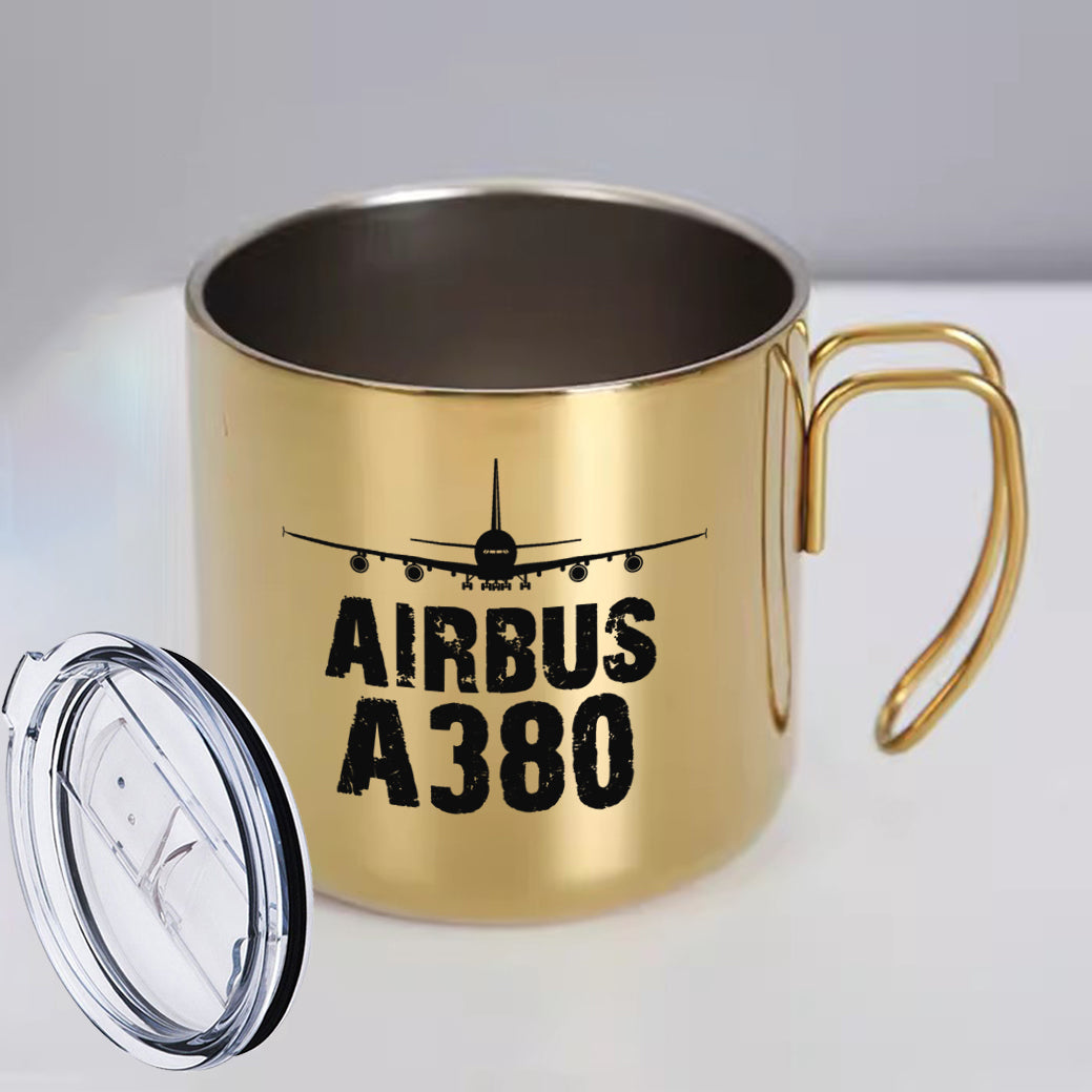Airbus A380 & Plane Designed Stainless Steel Portable Mugs