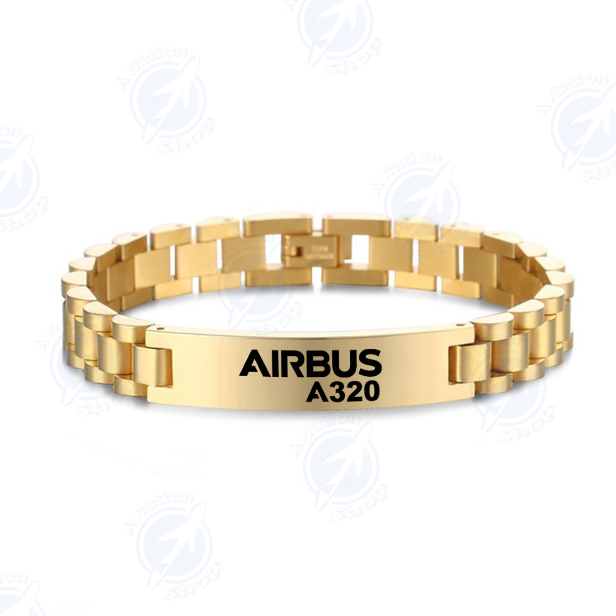Airbus A320 & Text Designed Stainless Steel Chain Bracelets