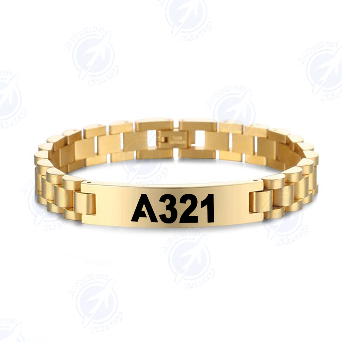 A321 Flat Text Designed Stainless Steel Chain Bracelets