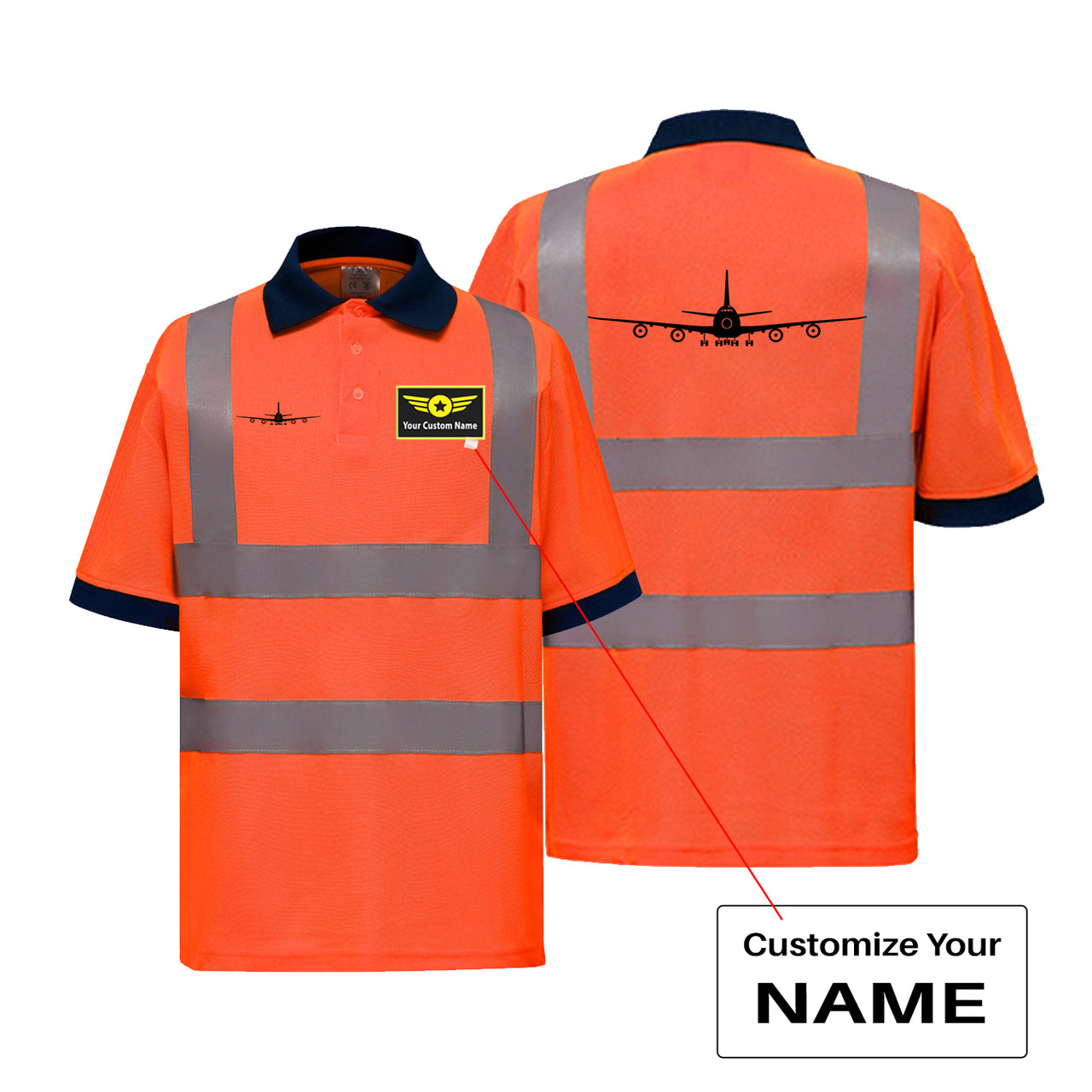 Boeing 747 Silhouette Designed Reflective Polo T-Shirts