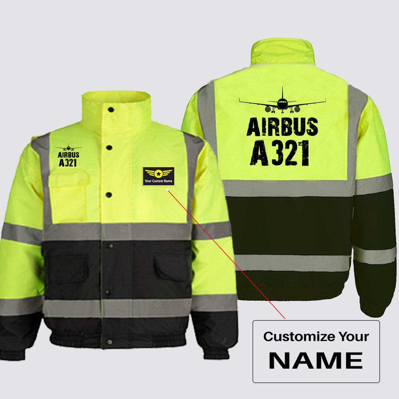 Airbus A321 & Plane Designed Reflective Winter Jackets
