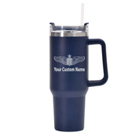 Thumbnail for Custom Name (US Air Force & Star) Designed 40oz Stainless Steel Car Mug With Holder